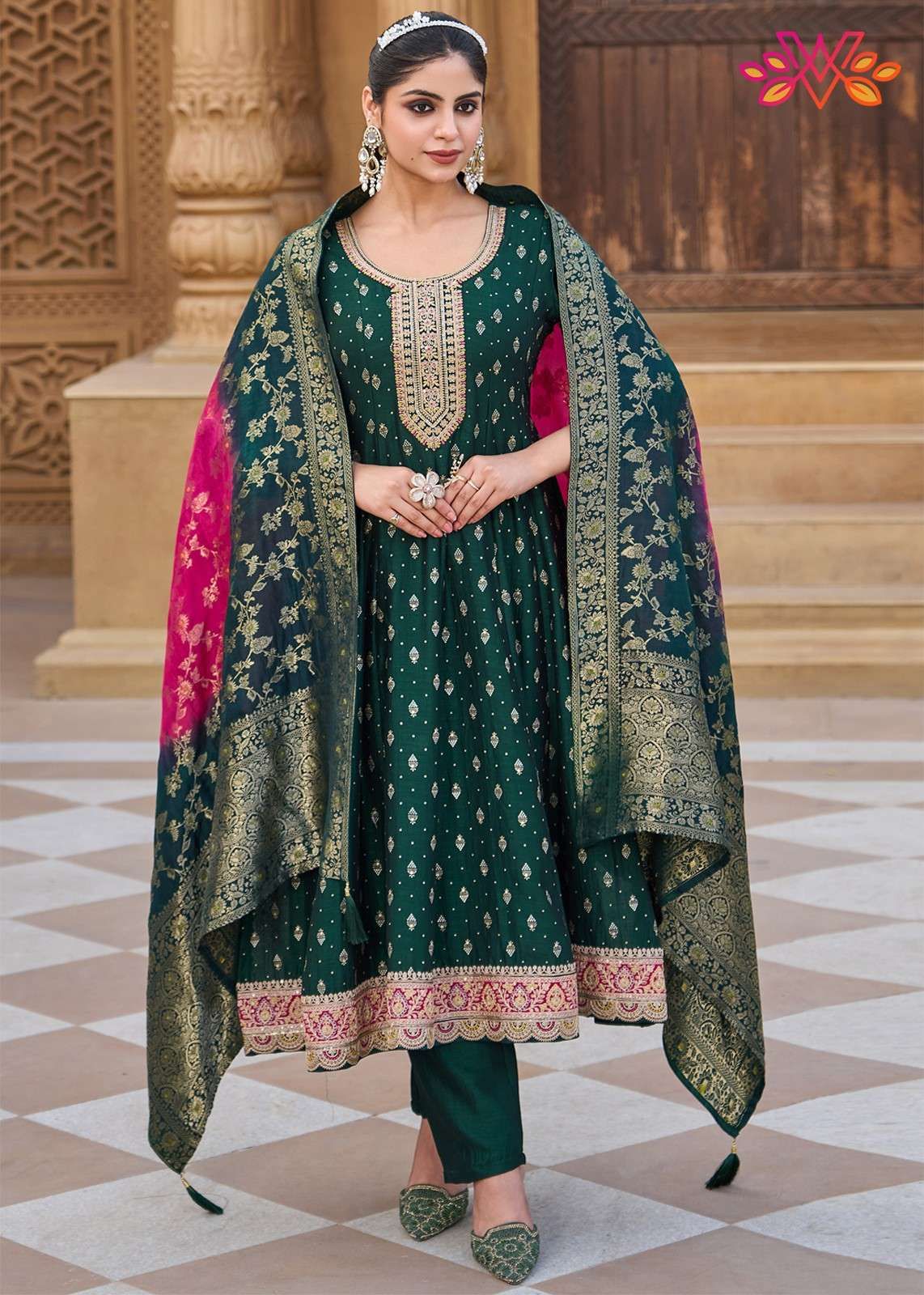 Dark Green Embroidery Wor..